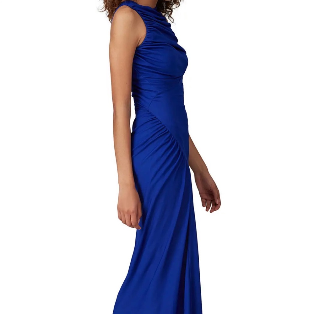 Sleeveless Royal Blue Ruched Maxi Dress